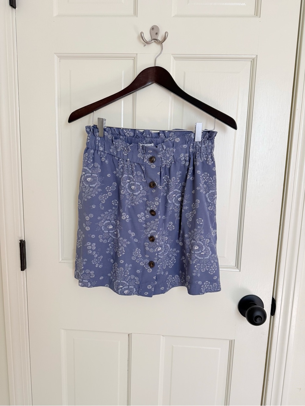 Madewell Button-Front Blue Floral Skirt